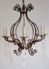 1910's Torino bronze chandelier with crystals (11-69)