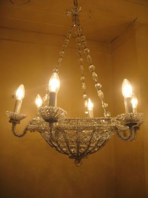 19th C. Genovese beaded basket chandelier (X17)