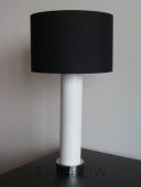 LL001 Cylindrical split baby croc white leather and chrome lamp with black shade  from Lamps 