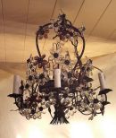 19th C. Pliutti flower and bronze chandelier (09/82)