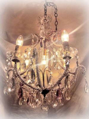 1920's Genova beaded chandelier with Amethyst (11-43)