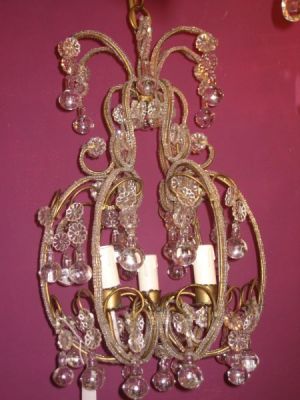 1920's Florentine beaded cage chandelier (11-92)
