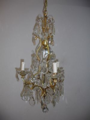 1930's Brass chandelier 3 lights (12-48 I)