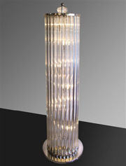 Art Deco Venetian Crystal Bars twirled to produce an beautiful hanging chandelier. click here to view our collection of deco chandeliers, sconces and lighing
