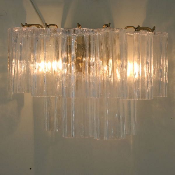 Set of 6 Murano Tronchi Glass Wall Lights by Venini, circa 1960s 1
