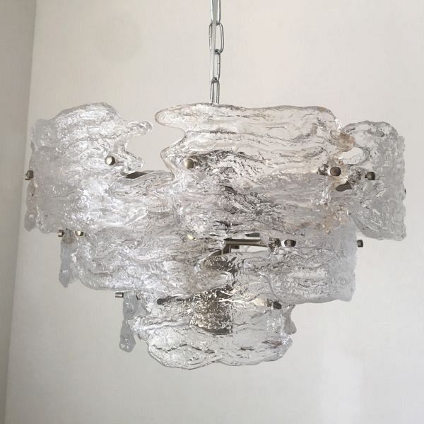 Murano Textured Glass Chandelier by Mazzega, circa 1960s 1