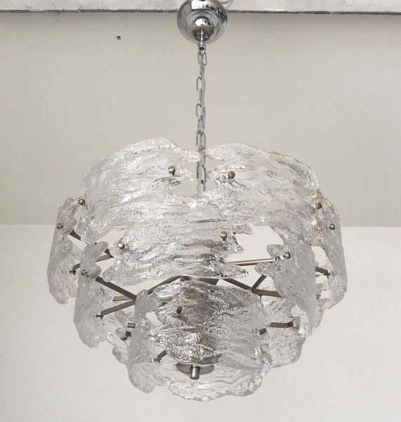 Murano Textured Glass Chandelier by Mazzega, circa 1960s 2