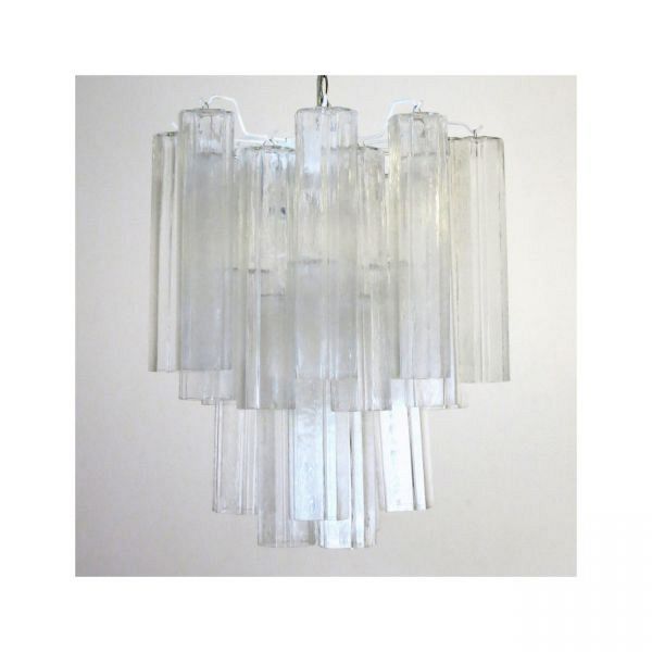 Murano Clear Tubes Glass Chandelier by Venini, circa 1960s