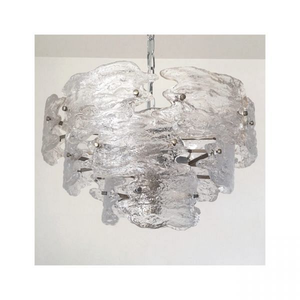 Murano Textured Glass Chandelier by Mazzega, circa 1960s